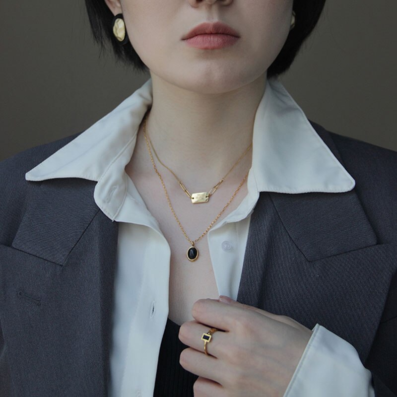 Titanium steel necklace female niche clavicle chain