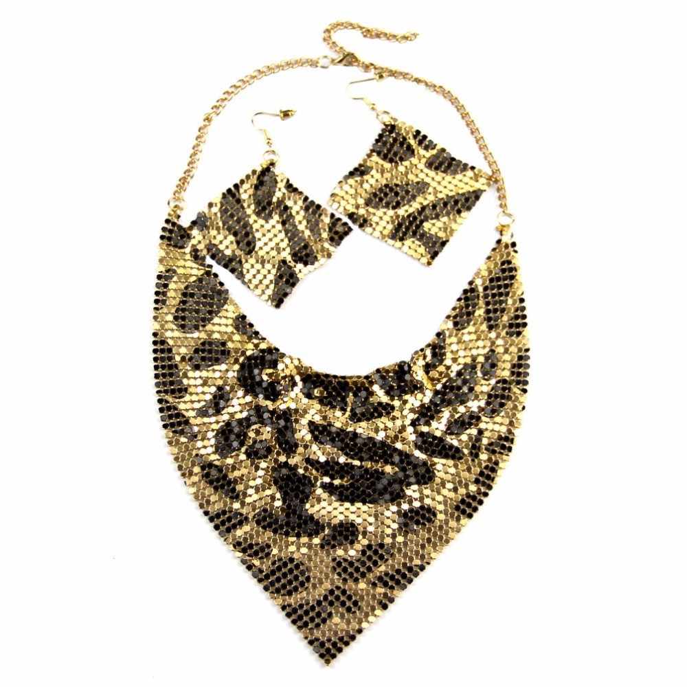 Metal plate necklace necklace earrings